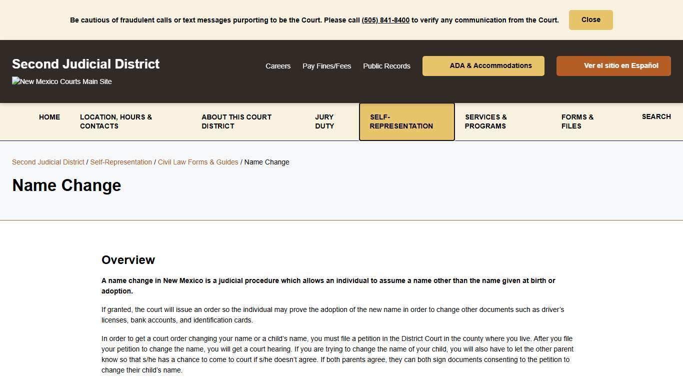 Name Change - Second Judicial District